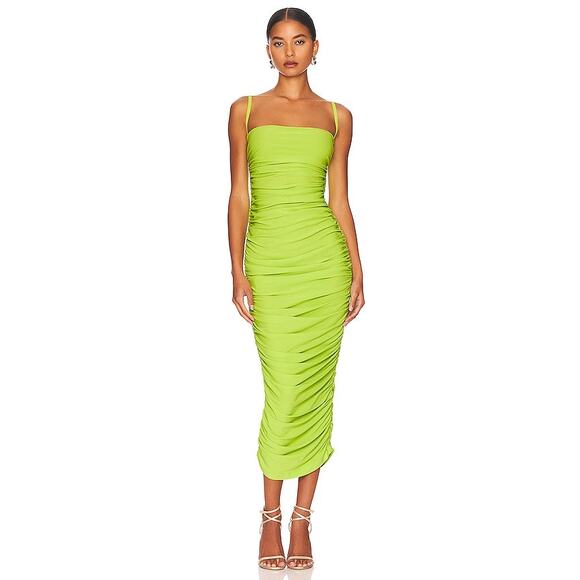 SOLACE London Women's Adler Midi Dress in Chartreuse Size 4 NWT